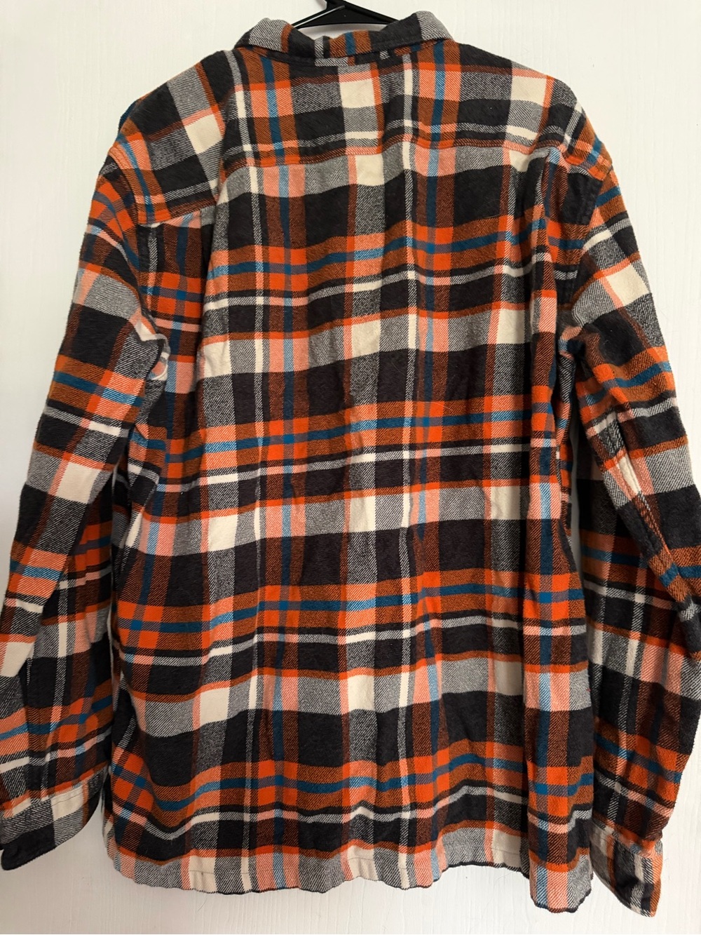 Patagonia Plaid Flannel Shirt Jacket - Orange, Teal & Brown - Picture 3 of 3